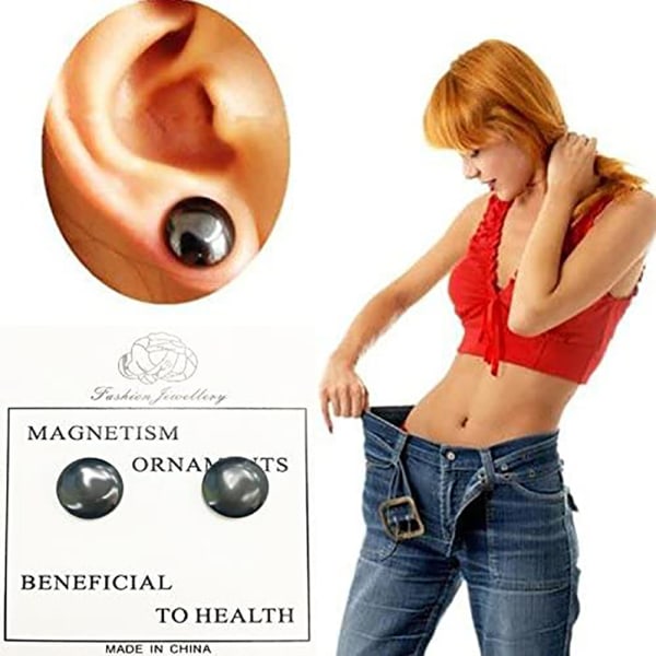 1 Par Kvinder Mænd Magnetisk Terapi Hæmatit Øreringe Vægttab Ørestikker Smykker Gave-+