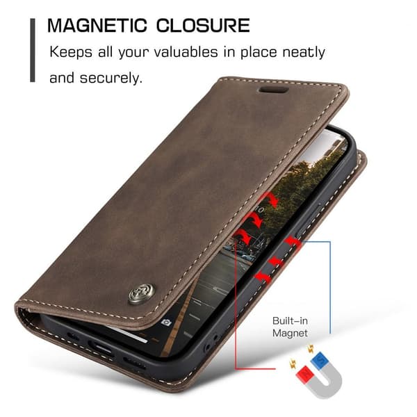 【BEMS】CASEME Wallet Case Compatible with iPhone 15 - Coffee Mörkbrun brown