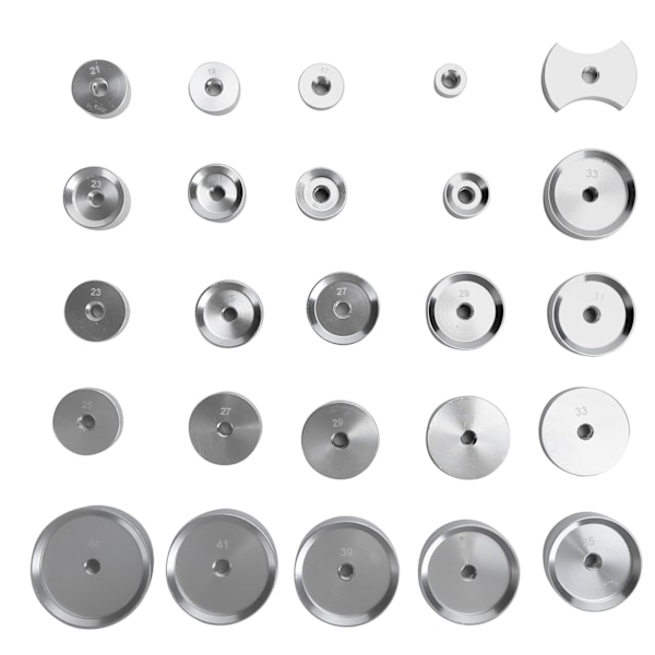 25 st Klockpressverktyg Dörrar Bakre Kåpa Pressning Aluminium Form Tillbehör för Klockreparation