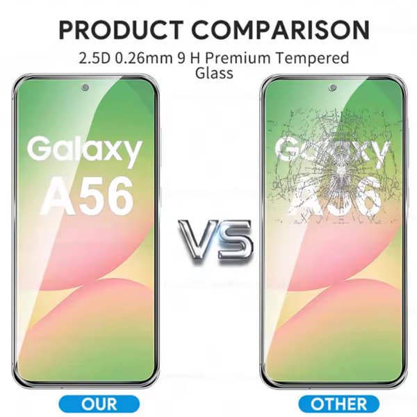 【BEMS】2-pack Compatible with Samsung Galaxy A56 Screen Protector Tempered Glass Premium transparent usb-c