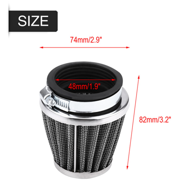 Moottoripyörän ilmanottoaukon suodattimen puhdistin Universal 48mm/1,9 tuumaa