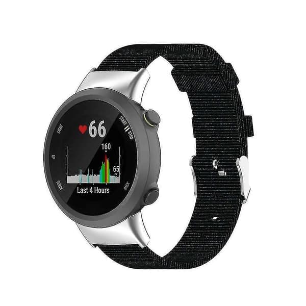 För Garmin Forerunner 45 Nylon Klockarmband Armband Slitstarkt -JA Black