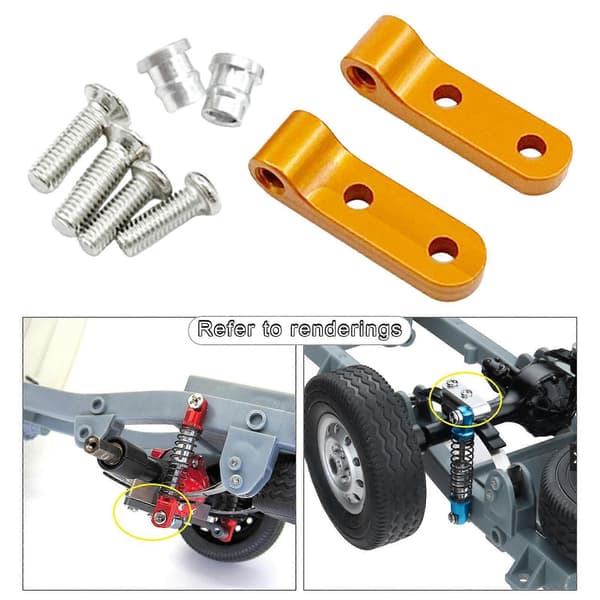 2x bakre støtdemperfester passer Kompatibel med WPL D12 D42 1/10 lastebil bil DIY deler gull 2 Pcs