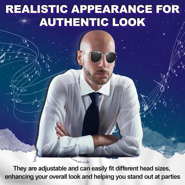 Mr Worldwide Bald Cap & Solglasögon Set, Kändisikon Maskerad Pitbull Kostymtillbehör Set 2 delar med Glasögon