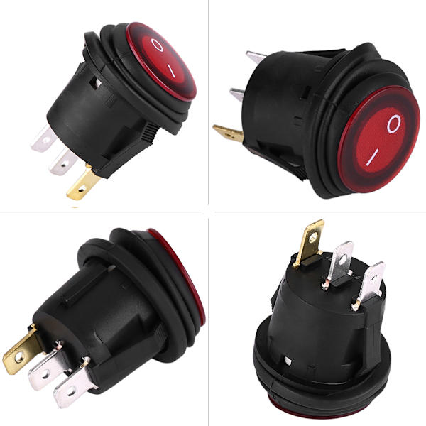 2 stk Røde LED Lys 12V/24V Universal 20A 3-polet Bil Auto Båd Rundt Tænd/Sluk Vippekontakt