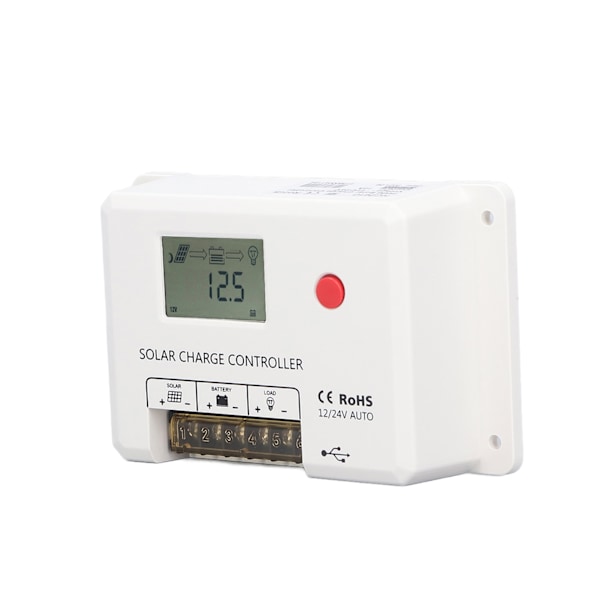 PWM-solcellsladdningsregulator 30A Solpanelregulator Vit Energicontroller för husbilstillbehör