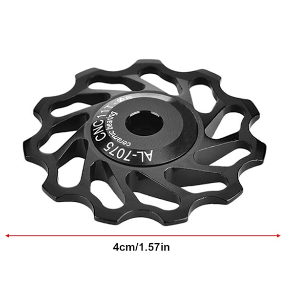 1 Par MEIJUN Keramiska Lager Bakre Rulle Jockey Hjul Cykel Guide Roller (11T, Svart)