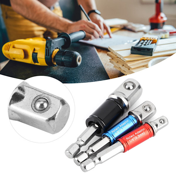 3 st/set sexkantsborrhylsa Adapter Drive Elektrisk slagskruvdragare 1/4in 3/8in 1/2in Typ C
