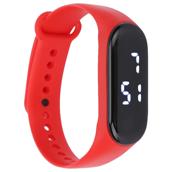 Digitaalinen watch LED valkoinen valonäyttö muovipeili elektroninen liike silikonihihna watch opiskelijalle punainen /