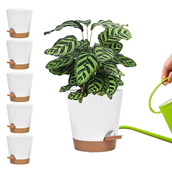 10-pakning - Selvvannende potte / Selv-vanning / Blomstervanner Hvit White 10-Pack