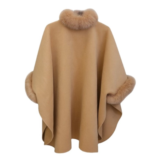 Naisten talvifleece-hiukset ponchot korkea kaula Löysä tyylikäs takki Outcoat Layer yksivärinen paksumpi ylös pitkähihainen// S camel