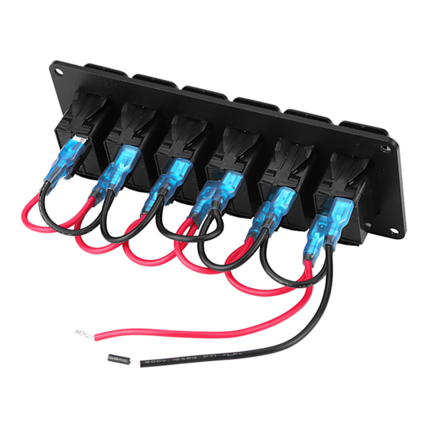 12-24V 6 Gang Rocker Switch Panel til Bil RV Båd Yacht Marine Blå LED