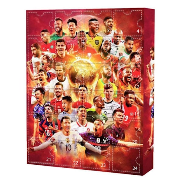 VM-kalender 2024 - 24-dørs kalender med blindboks, inkludert Ronaldo, Messi, Mbappe og andre dukker