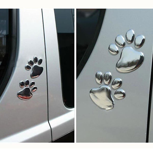 2 stk/sett Bilsticker Kule Design Pote 3D Dyr Hund Fotspor Fotspor Dekal Bilstikker