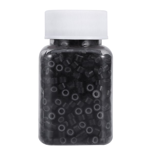 TIMH 1000 kpl/pullo silikonivuorattu mikrohiussulka pidennyslenkkirenkaat silmukat helmet työkalut (musta)