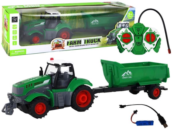 Fjernstyret traktor med trailer 1:24 med lys, 3+ år 595