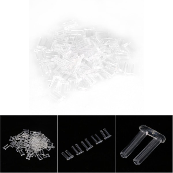 100 st Nya Plast Kompressionshylsor för Kantlösa Glasögon Tillbehör Verktyg 1,6 * 0,8 * 7,0 mm