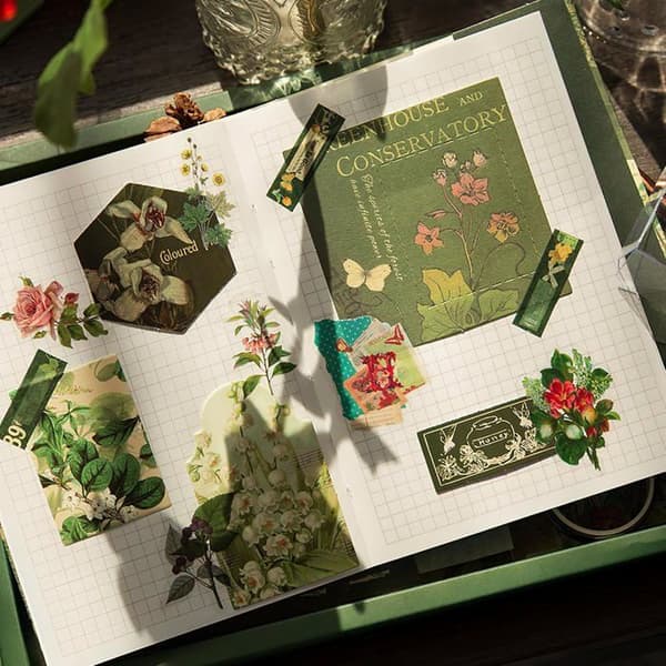 123-delt scrapbooking-tilbehørssæt, Bullet Journal scrapbook-kit med A6-ternet notesbog, Kompatibel med teenagepiger - Skov