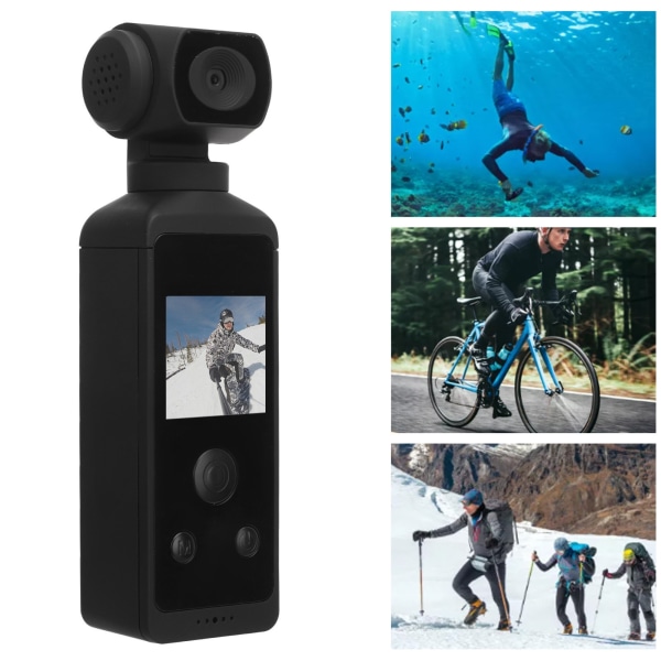 Taskukamera 4K HD 270° Kääntyvä tärinää estävä Wifi mikrofoniliittimellä ulkona ratsastukseen sukelluskuvaukseen /