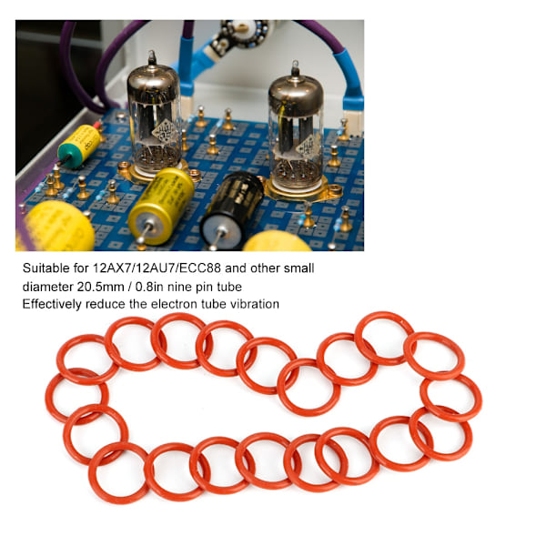 20 stk. Rør Dæmper Silikonringe Passer til 12AX7 12AU7 12AT7 12BH7 EL84