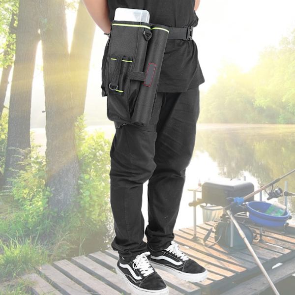 Utendørs Multifunksjonell Ben- og Midjeveske Lår-Drop Pouch Fiske Stang Vesker (Svart)