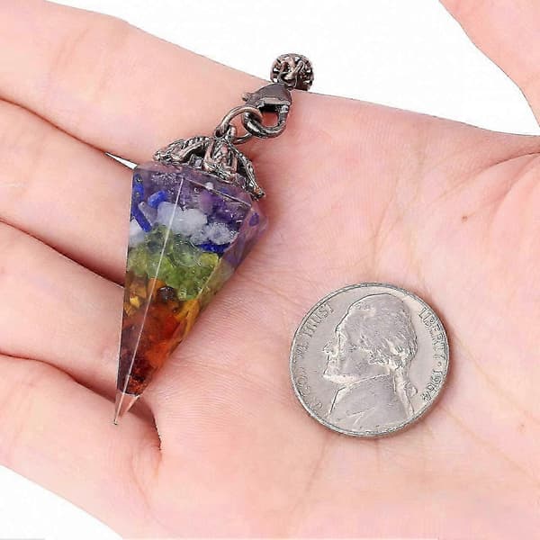 7 Chakra Krystal Dowsing Pendul Facetteret Konuspunkt Ædelstenspendul Kompatibel med Dowsing Scrying Healing
