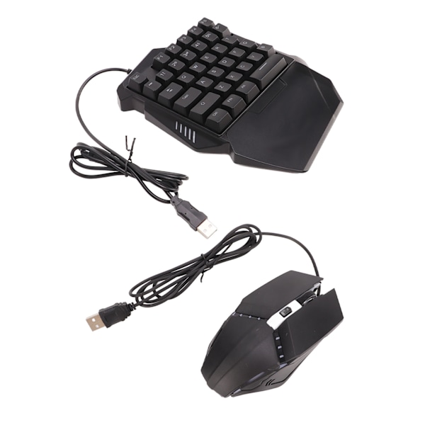 Enhånds Tastatur og Mus Sett Kablet 35 Taster RGB Bakgrunnsbelysning Mekanisk Mini Bærbar Spilltastatur for Laptop PC