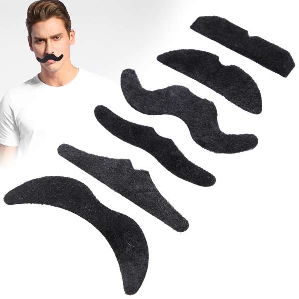 TIMH 6 STK Sjovt falsk overskæg selvklæbende sort falsk skæg til fester Halloween jul