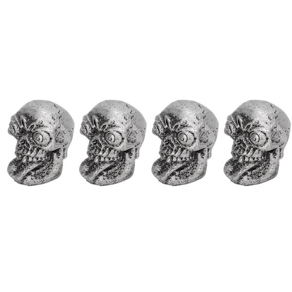 4st Däckventilkåpa Set Skull Style Dammtät Universal för bilar Cyklar SUV Lastbilar Motorcyklar Silver