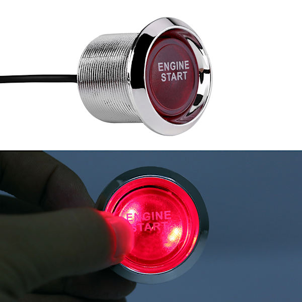 Universal 12V Bilmotor Startknap Tænding Starter Rød LED