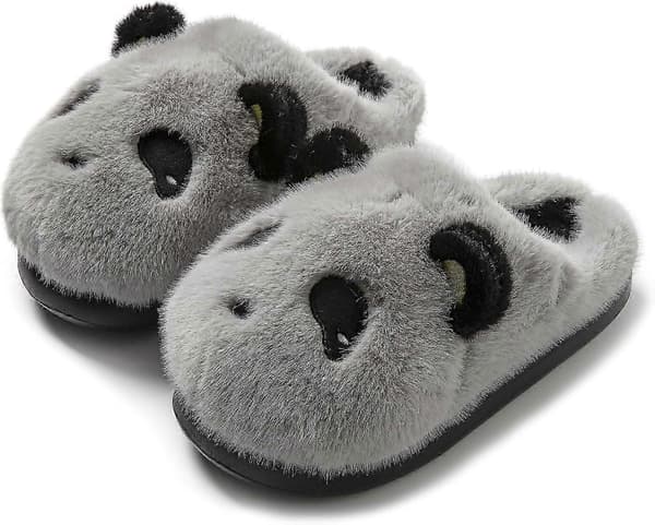 Panda Hjemmesko Dame Hjemmesko Plysdyr Hjemmesko Varme og bløde hjemmesko til indendørs/udendørs Grey EU40-41