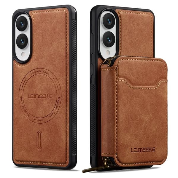 LC.IMEEKE L6 för Samsung Galaxy S25 Edge Plånboksfodral Konstläder - Brun