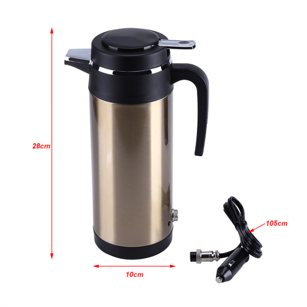 Bärbar Elektrisk Värmekopp i Rostfritt Stål - 850mL, 12V, Kokande Vattenkokare för Resor