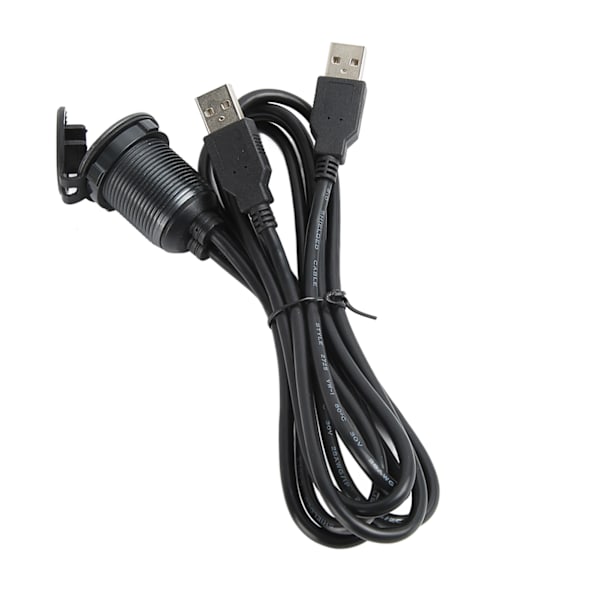 2 porter dobbel USB 2.0 hann til USB 2.0 hunn 1 meter 480 Mbps profesjonell plug and play USB dashbordmonteringskabel med LED-lys