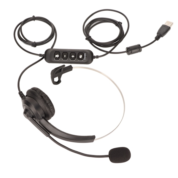 USB Business Headset Støjreduktion Enkeltsidet Øretelefon Understøtter Opkald Højttaler Volumenjustering Mikrofon Lydløs