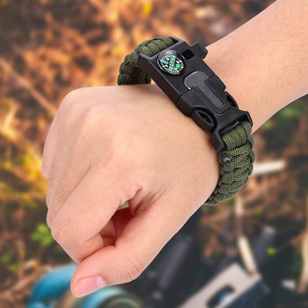 Paracord-selviytymisrannekkeet miehille ja naisille, ulkoilmakäyttöön, rannekkeet, kääre, varjo köysi (armeijan vihreä)