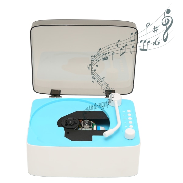 TIMH CD-afspiller Mini Multifunktionel Vintage Bluetooth-højttaler CD-musikafspiller til Home Sky Blue