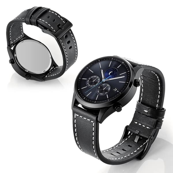 Samsung Gear S3 / Frontier slidstærk urrem i ægte læder - Sort Black black