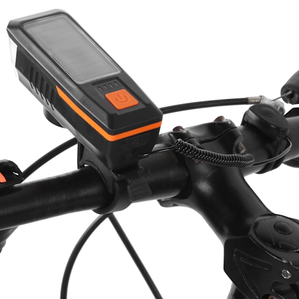 Sykkellys med solenergi, nattlys, USB-ladbart, for utendørs sykling (oransje)