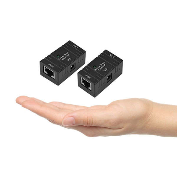 2 stk RJ45 POE strømforsyningsmodul POE-injektor Ethernet-adapter for nettverks-IP-kamera svart