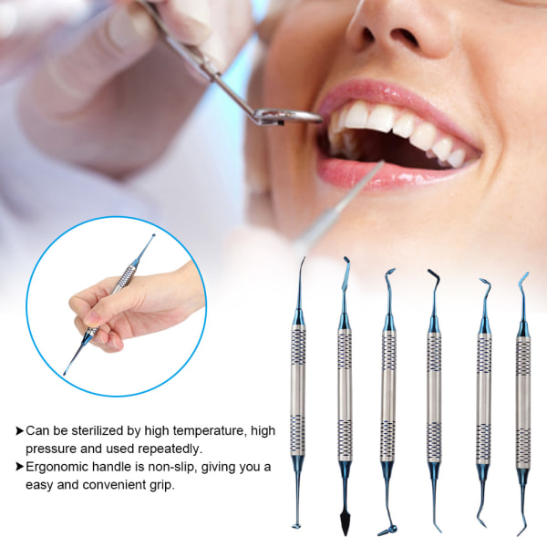 TIMH 6 stk. Professionelt dental kompositharpiksfyldningsspatel restaureringsinstrumentværktøj
