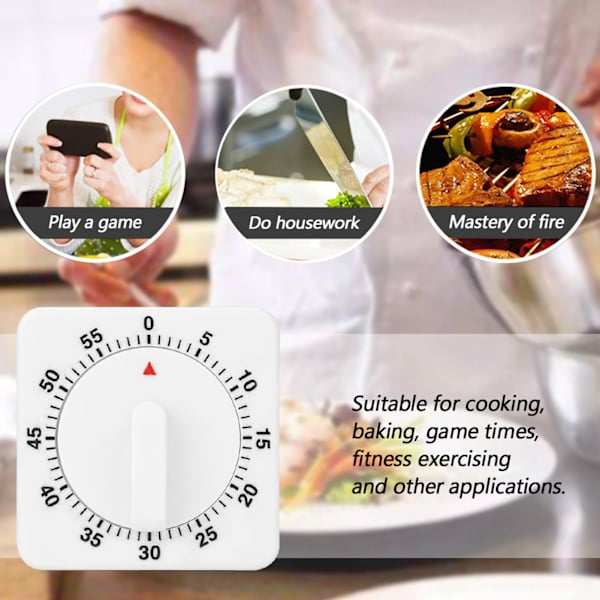 60 Minutters Mekanisk Timer - Bærbar Bake- og Kjøkkenverktøy