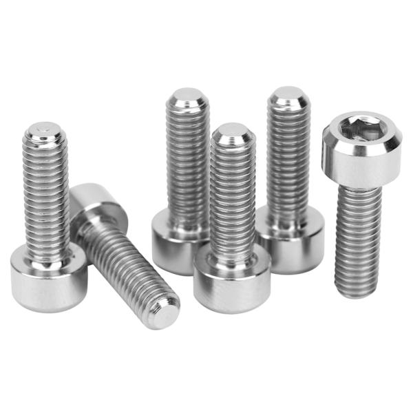 TC4 6 stk/boks Styrestangsskruer Fjellsykkel Stem Riser Bolter Sykkeltilbehør M15x16 Sølv