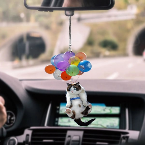 Hängande Bilprydnader med Färgglada Ballonger och Katt, Bilhänge för Inredningen