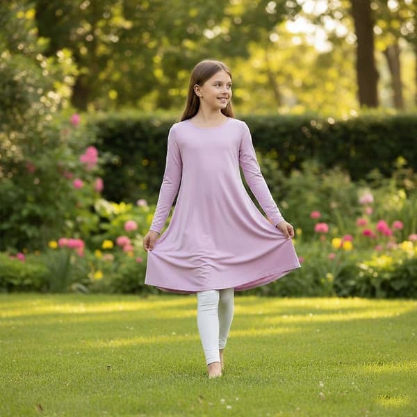Flickors enfärgade swingklänningar Baby Pink 9-10 Years