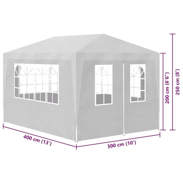 【BEMS】vidaXL Partytelt 4 vegger 3x4 m hvit Vit white