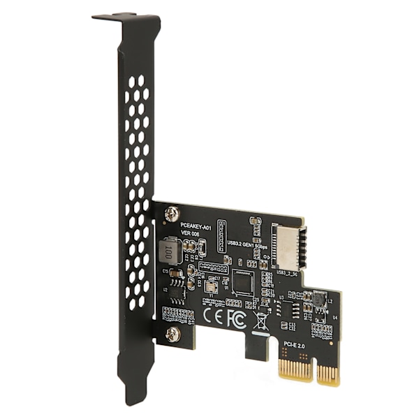 PCIE - USB 3.2 -laajennuskortti, musta, 5 Gbps, nopea PCIE X1 - USB3.2 Gen1 TYPE E 20PIN -laajennuskortti pöytäkoneen etupuolelle, Type C PCIE X1 - USB3.2