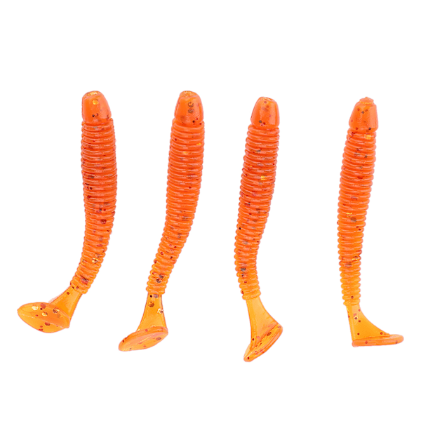 50 stk 5 cm Myke Plast Fiske Agner T-hale Grub Worm Agner Fiskeutstyr Tilbehør Oransje