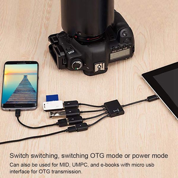 Micro USB HUB OTG Strømladingsvertkabel Kortsporleser Konverter Adapter