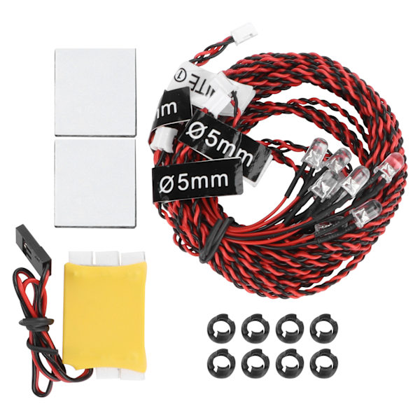 8 kpl RC LED-vilkkuvalot yölentoon LED-valopaketti RC-lentokoneille